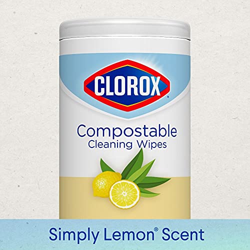 Clorox Compostable Cleaning Wipes - All Purpose Wipes - Simply Lemon, 75 Coun...