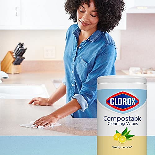 Clorox Compostable Cleaning Wipes - All Purpose Wipes - Simply Lemon, 75 Coun...