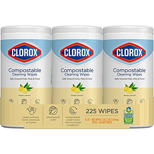 Clorox Compostable Cleaning Wipes - All Purpose Wipes - Simply Lemon, 75 Coun...