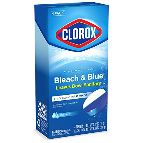 Clorox Ultra Clean Toilet Tablets Bleach & Blue, Rain Clean Scent 2.47 Ounces...