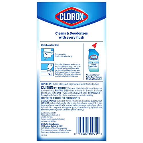 Clorox Ultra Clean Toilet Tablets Bleach & Blue, Rain Clean Scent 2.47 Ounces...
