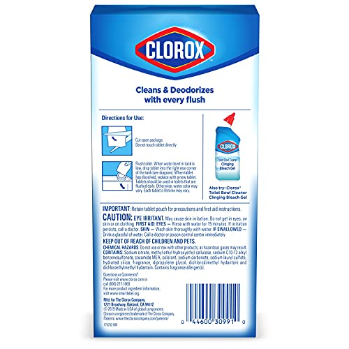 Clorox Ultra Clean Toilet Tablets Bleach & Blue, Rain Clean Scent 2.47 Ounces...
