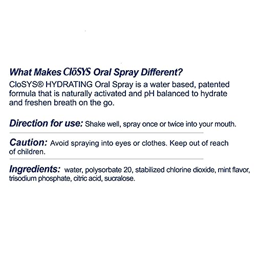 CloSYS Oral Breath Spray, 0.31 Ounce (3 Count), Mint, Sugar Free, pH Balanced...