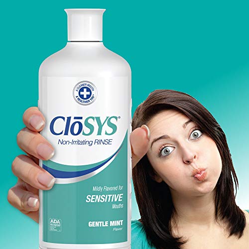 CloSYS Sensitive Mouthwash, 32 Ounce, Gentle Mint, Alcohol Free, Dye Free, pH...