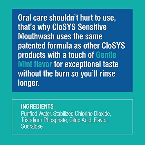 CloSYS Sensitive Mouthwash, 32 Ounce, Gentle Mint, Alcohol Free, Dye Free, pH...