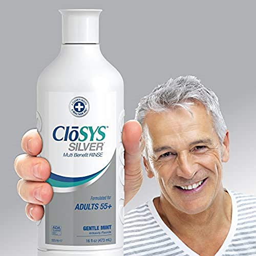 CloSYS Silver Fluoride Mouthwash, 16 Ounce (Pack of 2), Gentle Mint, for Adul...