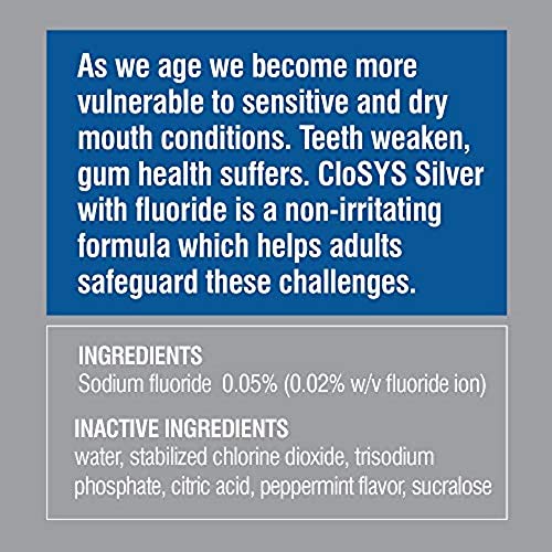 CloSYS Silver Fluoride Mouthwash, 16 Ounce (Pack of 2), Gentle Mint, for Adul...