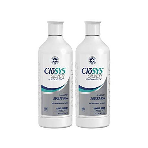 CloSYS Silver Fluoride Mouthwash, 16 Ounce (Pack of 2), Gentle Mint, for Adul...
