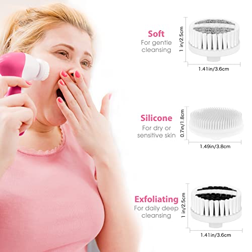 Powered Facial Cleansing Spin Brush Set with 3 Exfoliating Brush Heads - Comp...