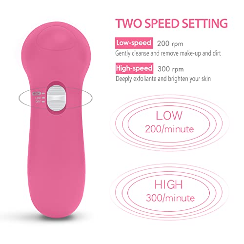 Powered Facial Cleansing Spin Brush Set with 3 Exfoliating Brush Heads - Comp...