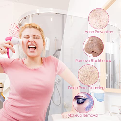 Powered Facial Cleansing Spin Brush Set with 3 Exfoliating Brush Heads - Comp...