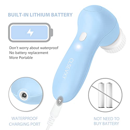 Rechargeable Facial Cleansing Spin Brush Set with 3 Exfoliating Brush Heads -...