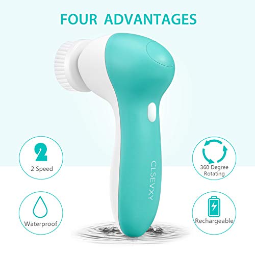 Rechargeable Facial Cleansing Spin Brush Set with 7 Interchangeable Brush Hea...