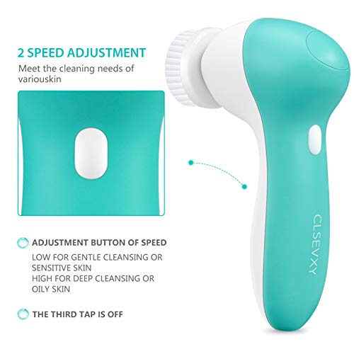 Rechargeable Facial Cleansing Spin Brush Set with 7 Interchangeable Brush Hea...