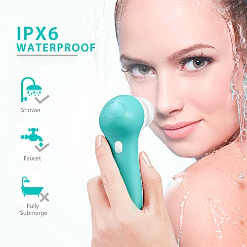 Rechargeable Facial Cleansing Spin Brush Set with 7 Interchangeable Brush Hea...