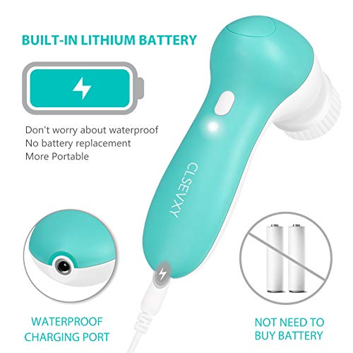 Rechargeable Facial Cleansing Spin Brush Set with 7 Interchangeable Brush Hea...