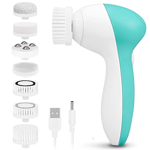 Rechargeable Facial Cleansing Spin Brush Set with 7 Interchangeable Brush Hea...