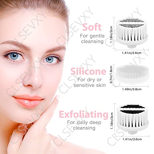 Water-Resistant Facial Cleansing Spin Brush Set with 3 Exfoliating Brush Head...