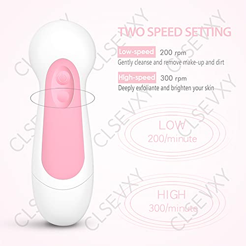 Water-Resistant Facial Cleansing Spin Brush Set with 3 Exfoliating Brush Head...