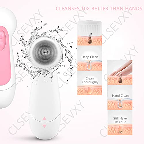 Water-Resistant Facial Cleansing Spin Brush Set with 3 Exfoliating Brush Head...