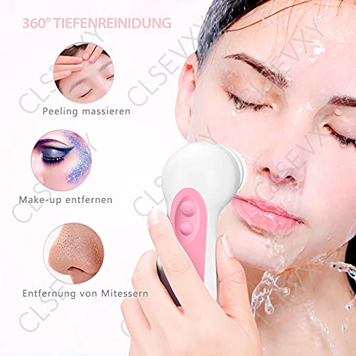 Water-Resistant Facial Cleansing Spin Brush Set with 3 Exfoliating Brush Head...