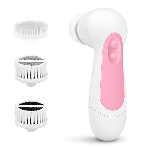 Water-Resistant Facial Cleansing Spin Brush Set with 3 Exfoliating Brush Head...