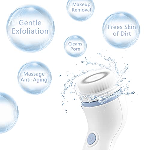 Waterproof Facial Cleansing Spin Brush Set with 4 Interchangeable Brush Heads...