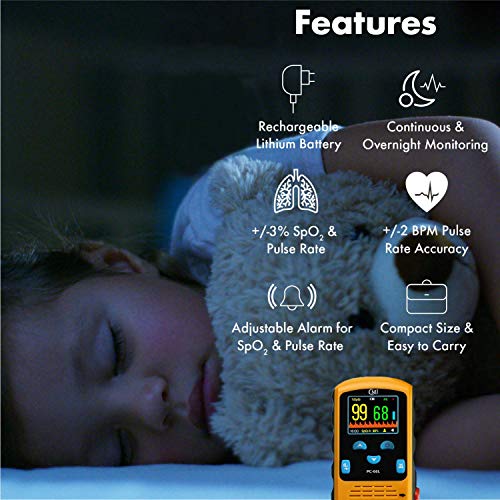 CMI Health Rechargeable Pulse Oximeter - Continuous Infant Monitoring (Up to ...