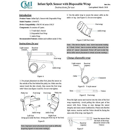 CMI Health Rechargeable Pulse Oximeter - Continuous Infant Monitoring (Up to ...