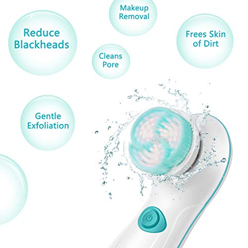 Rechargeable Facial Cleansing Spin Brush Set with 4 Exfoliation Brush Heads -...