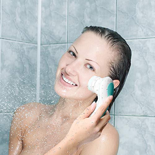 Rechargeable Facial Cleansing Spin Brush Set with 4 Exfoliation Brush Heads -...