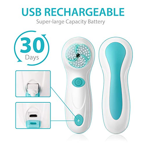 Rechargeable Facial Cleansing Spin Brush Set with 4 Exfoliation Brush Heads -...