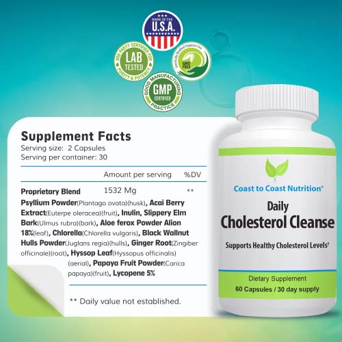 Coast to Coast Nutrition Cholesterol Cleanse - Cholesterol Lowering Supplemen...