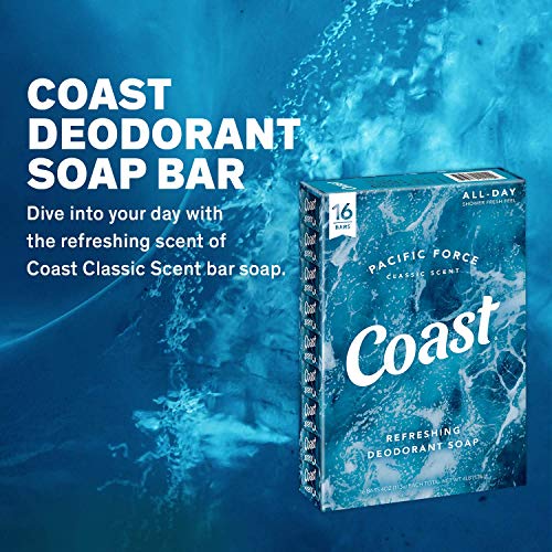 Coast Refreshing Deodorant Soap Bar - 16 Bars - Thick Rich Lather Leaves Your...