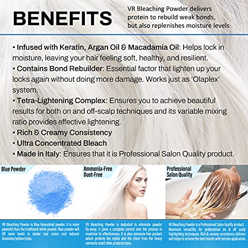 VR Blue Bleaching Hair Powder Extra Strength Lightener & Toner by Cocohoney, ...