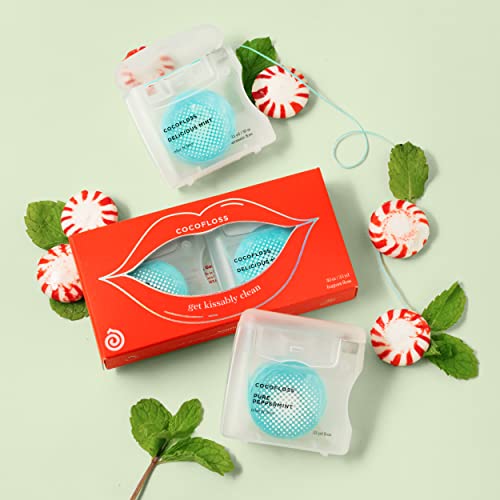 COCOFLOSS Coconut-Oil Infused Woven Dental Floss | Kissably Clean Set Double ...