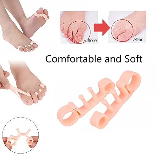 4 Pairs Toe Separators, Straighteners & Spacers, Silicone Soft Gel Yoga Toe S...