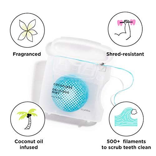 COCOFLOSS Coconut-Oil Infused Woven Dental Floss | Mint | Dentist-Designed | ...