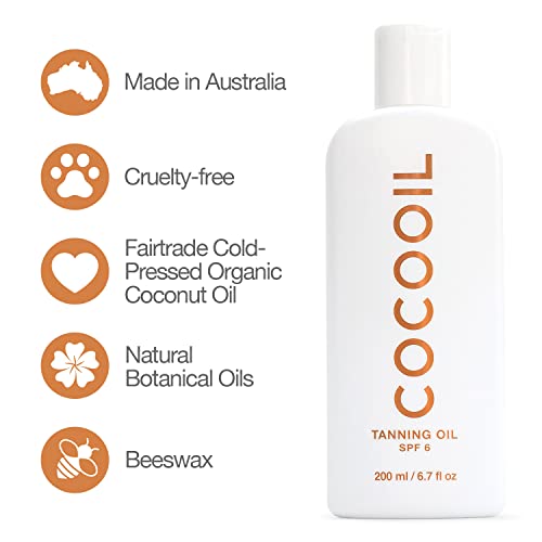 COCOOIL Tanning Oil SPF 6 | Organic Coconut Oil, Natural Botanical Oils, Crue...
