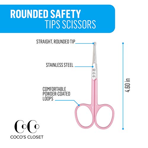 Cocos Small Nail Scissors - Safety Round Tip Baby Nail Clippers and Hair Scis...
