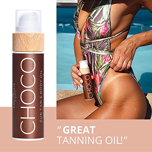 COCOSOLIS Choco Suntan & Body Oil - Organic Tanning Bed Lotion - Deep Chocola...