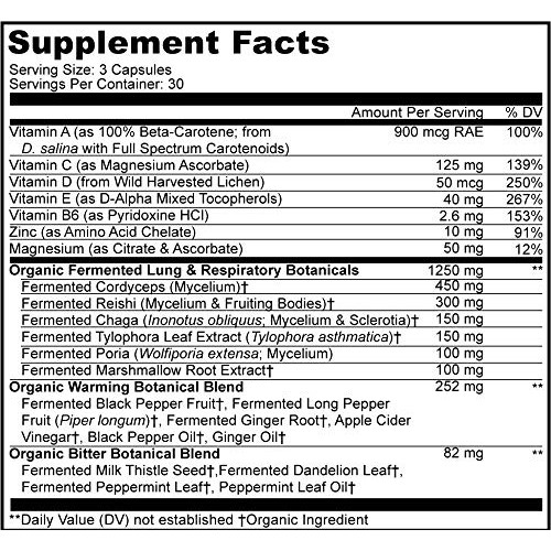 Lungs Vitamins, A, C, D, E, B6, Milk Thistle Lung Supplement, Zinc & Magnesiu...