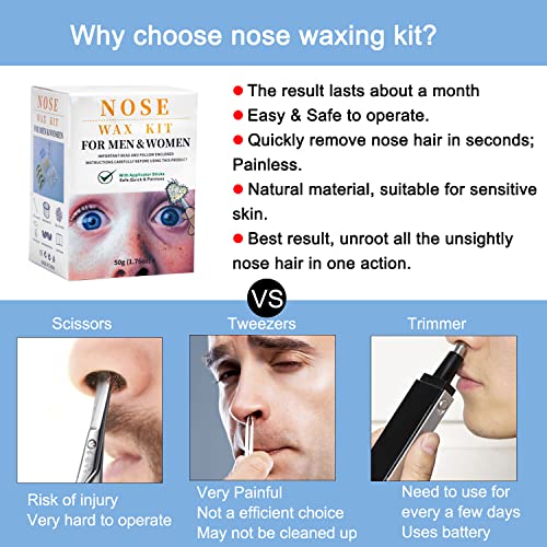 Nose Wax Kit for Men Women, Nose Hair Removal Ear Hair Waxing Kit Eyebrows Li...