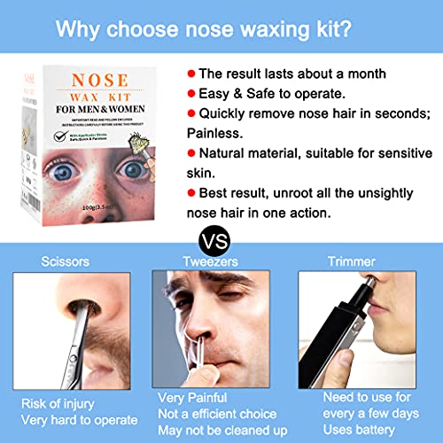 Nose Wax Kit for Men Women, Nose Hair Removal Waxing Kit Ears Nose Hair Remov...
