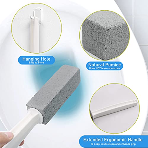 Pumice Toilet Bowl Cleaning Stone with Extra Long Handle - Coideal 3 Pack Sco...