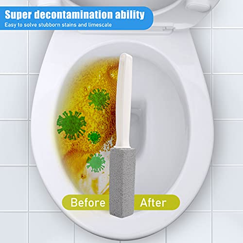 Pumice Toilet Bowl Cleaning Stone with Extra Long Handle - Coideal 3 Pack Sco...