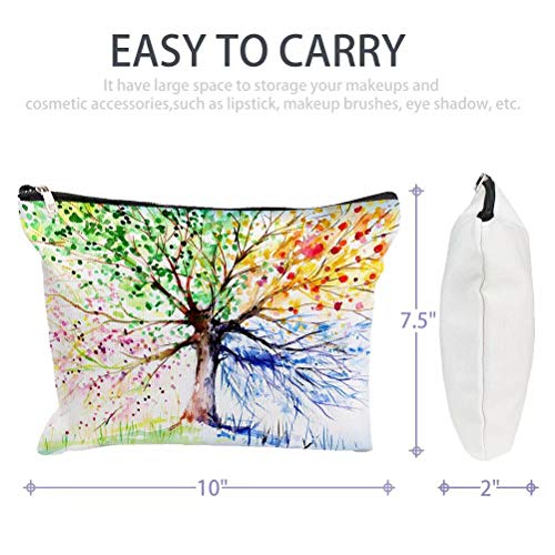 Makeup Cosmetic Bag Spring Summer Autumn and Winter Colorful Trees Cotton Zip...