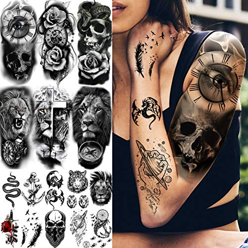 COKTAK 22 Sheets 3D Forearm Half Sleeve Temporary Tattoos For Men Women Adult...