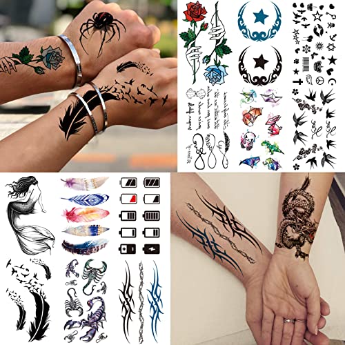 COKTAK 46 Sheets Large Skull Maori Warrior Temporary Tattoos For Men, Realist...