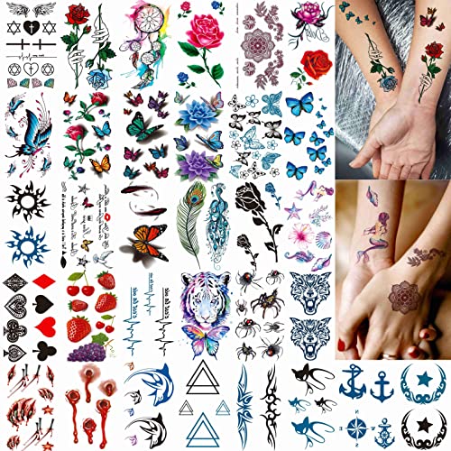 COKTAK 64 Sheets Variety Tiny Waterproof Temporary Tattoos For Men Women, Moo...